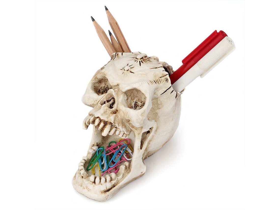 2026 portaescritorio Calavera Blanca para Halloween Decoración Con Almacenamiento Grande