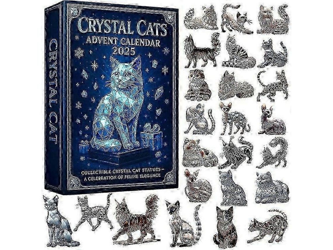 Calendário De Adviento Navideño 2025 Decoração Acrílico Estilo Completo 2d Presentes Surpresa Gatos De Cristal
