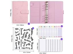 Starry Sky Refillable Loose Leaf Notebook A6 Pink Standard Gift Set With 12-budget Cards, 8-zipper Bags, 2-word Stickers