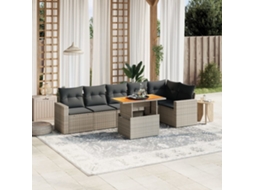 Vidaxl 7 Pcs Conjunto Sofás P/ Jardim C/ Almofadões Vime Pe Cinzento