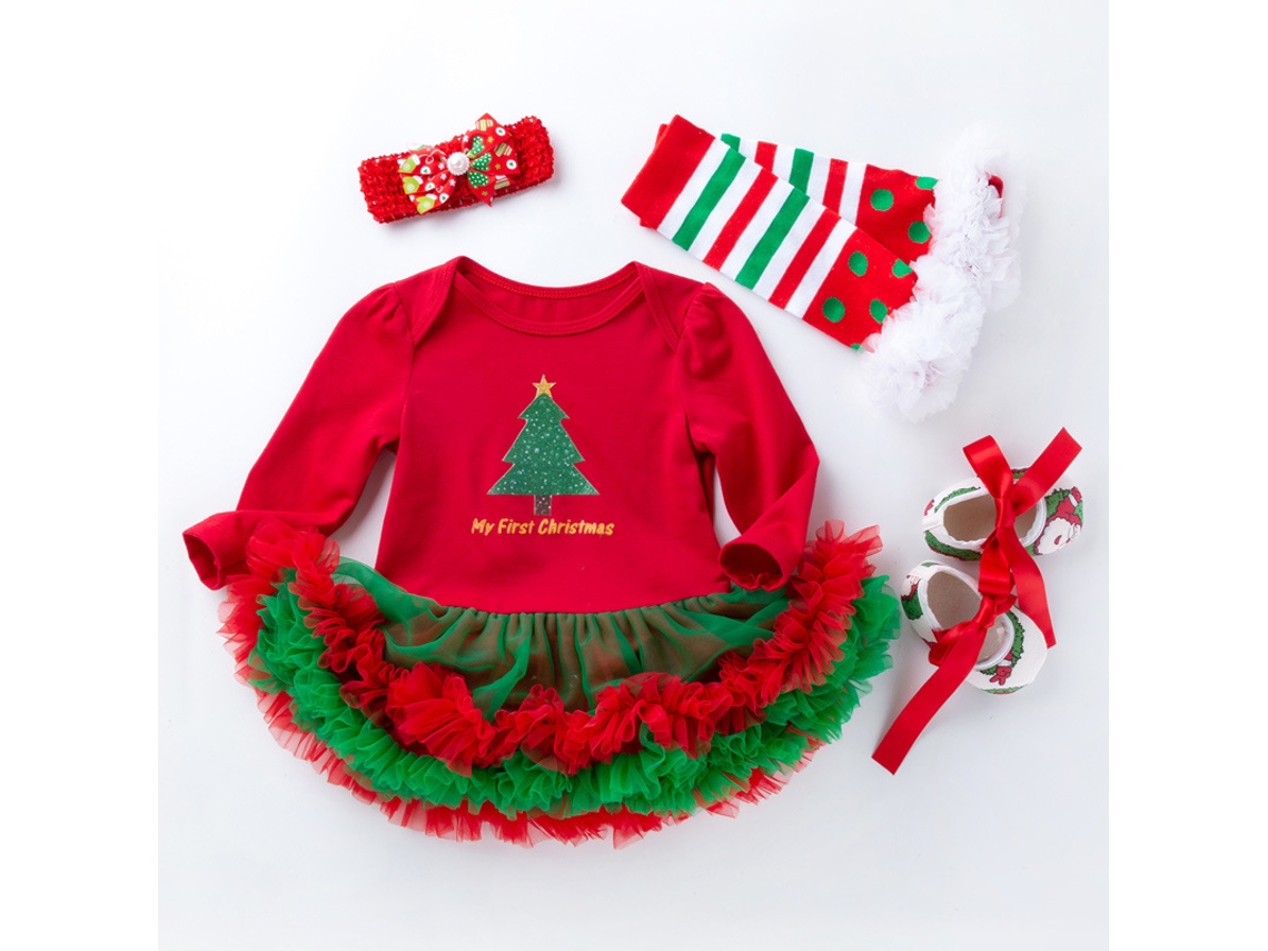 Conjunto de Saia Macacão de Bebê de Roupas de Natal 80Cm