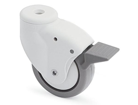 Rueda giratoria aro de goma ø80 tp antihilo con freno mono nucleo polipropileno. aro de goma shore a85.