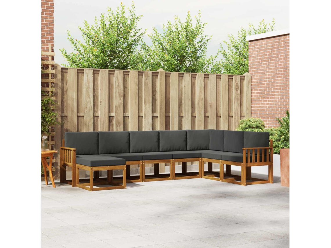 Vidaxl Conjunto De Sofás Para Exterior 8 Pcs Natural E Antracite