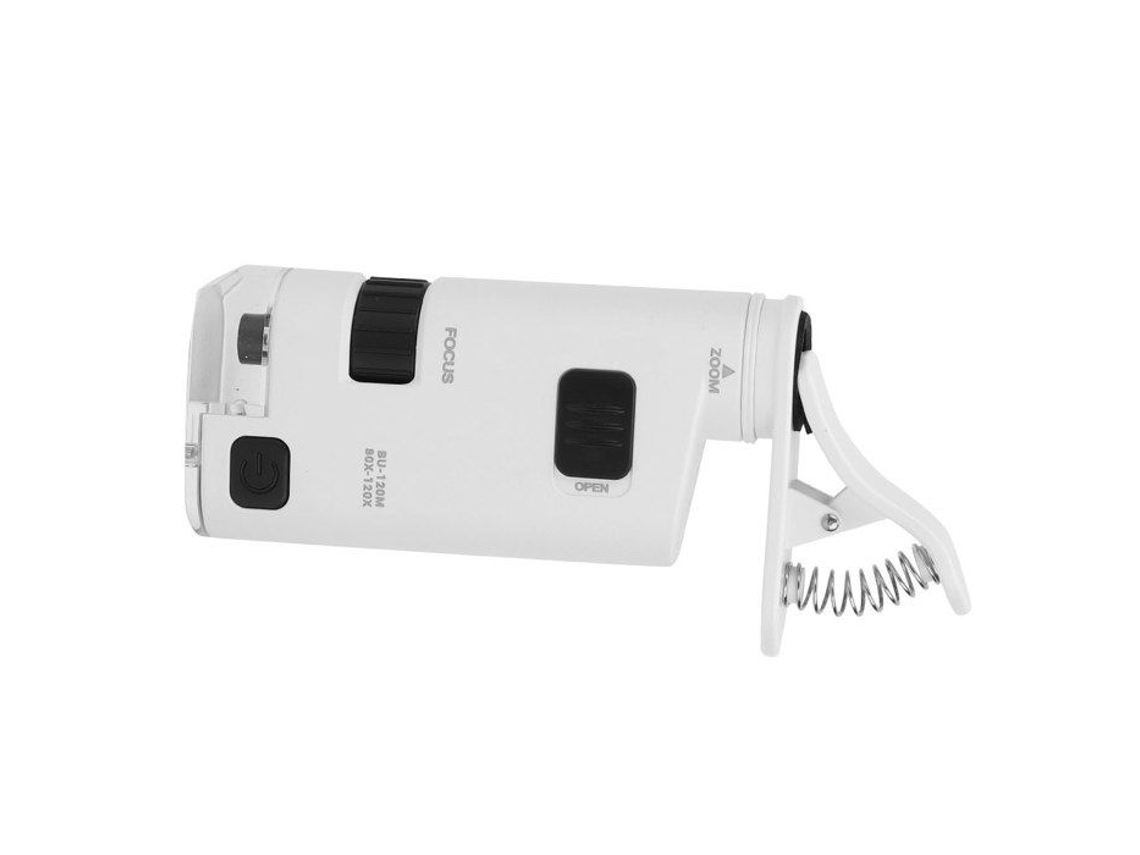 Microscópio Led para Celular com Zoom Ajustável de 80, 120x, Mini Lupa para Smartphone BRILVIBERA