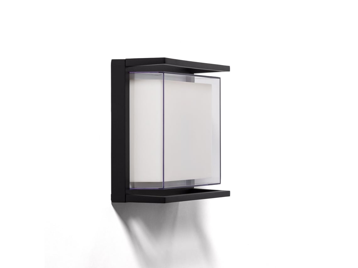 Aplique De Parede Exterior Led 18w Em Alumínio, Iluminação Quadrada Preta Rale Preto