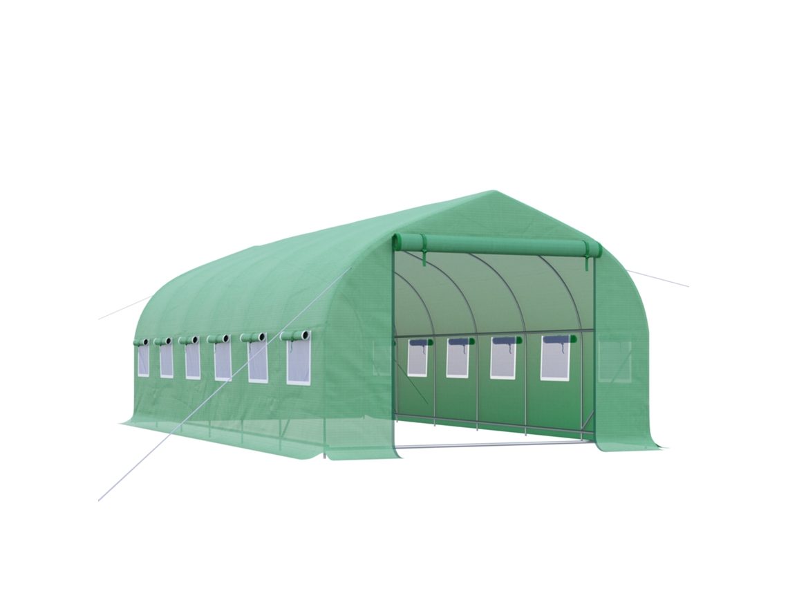 Estufa Externa com 12 Janelas e Porta Enrolável com Zíper S/MARCA (6x3x2 m) Verde