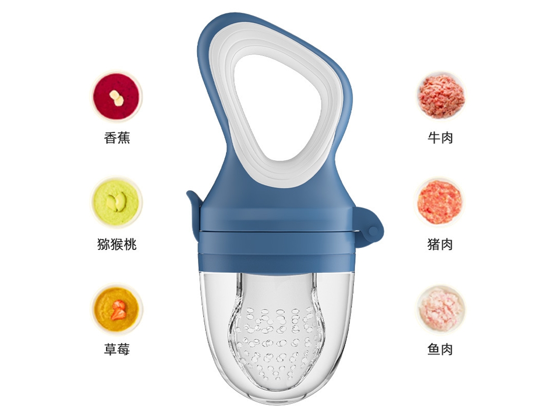 Alimentador De Silicone Para Bebês Com Suplemento Alimentar, Bico Para Frutas E Vegetais.azul E Branco M