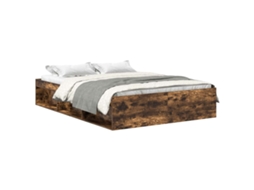Bed Frame, Bed Frames Vidaxl Marrom Madeira Processada (140 X 190 Cm)