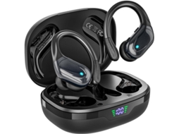 Auscultadores Bluetooth 80h Reprodução, Led, Microfone com Cancelamento de Ruído e Ganchos Esportivos JIAPEI (preto)