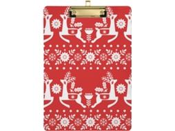 Prancheta À Prova D'água com Estampa de Veado e Flor Natalina Plástico 31,8 X 22,9 0,3 Cm Durável Resistente