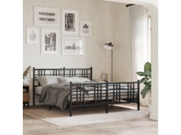 Vidaxl Estrutura De Cama Com Cabeceira E Pés 150x200 Cm Metal Preto