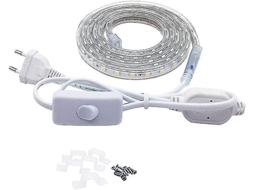 Fita de LED IP67 5050, branco quente, 5m, com interruptor