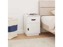 Vidaxl Mesa De Cabeceira 40x34x55 Cm Madeira De Pinho Maciça Branco