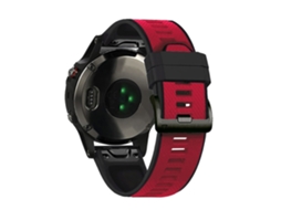 Bracelete Silicone Duas Cores 22Mm para Garmin Fenix 6/Fenix 5/Forerunner 945/Forerunner 935/Marq Vermelho/Preto