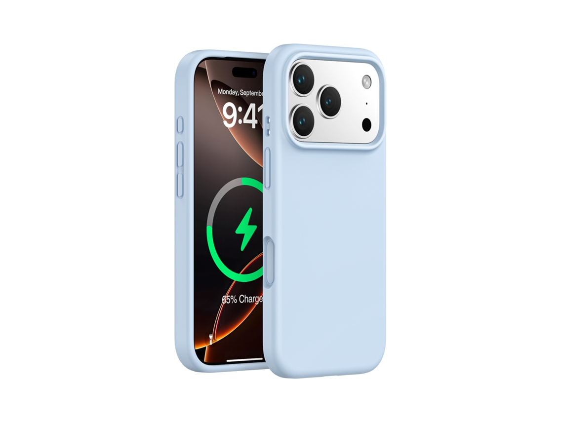 (azul Celeste, Iphone 17 Pro) Capa Magnética Para Iphone, Em Silicone Líquido De Cor Sólida, Proteção Em Peça Única.