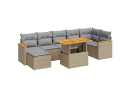Conjunto de 8 Sofás Jardim com Almofadões Vime Pe/acácia Bege MAISON EXCLUSIVE (8 pcs)