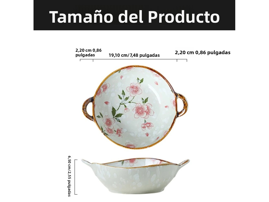 Tigela de Sopa Japonesa de Cerâmica de 7,5 Polegadas com Alça, Adequada para Micro ondas e Uso Doméstico. MDUG (estilo C)