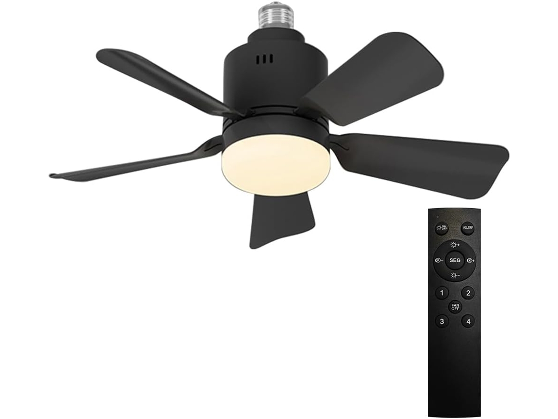 Ventilador De Teto Com 5 Pás E Controle Remoto, Soquete E27