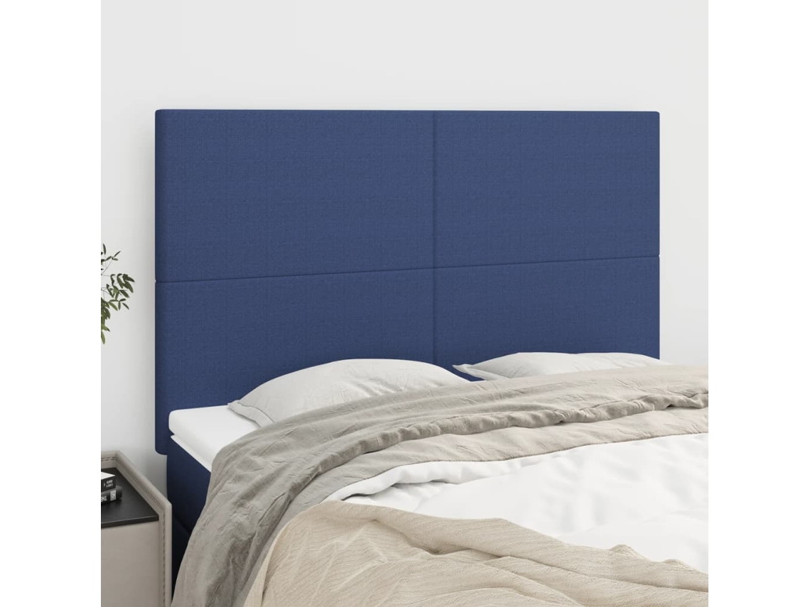 Vidaxl Cabeceira Azul 144x5x118/128 Cm Tecido