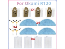 Peças Para Aspirador Okami R120: Saco De Pó, Escova Lateral, Filtro Hepa, Pano De Limpeza.