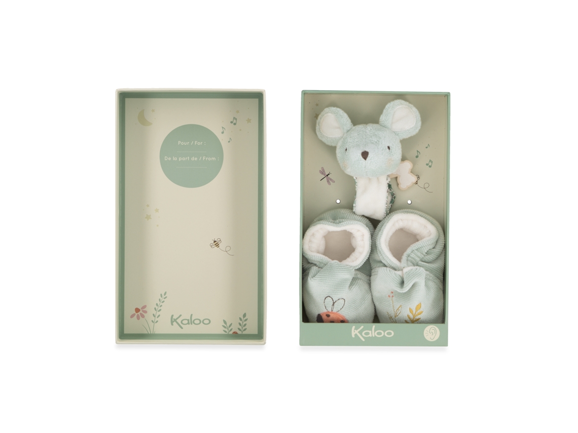Conjunto De Presente Kaloo Para Bebês, Ratinho Pulseira E Pantufas Com Som.