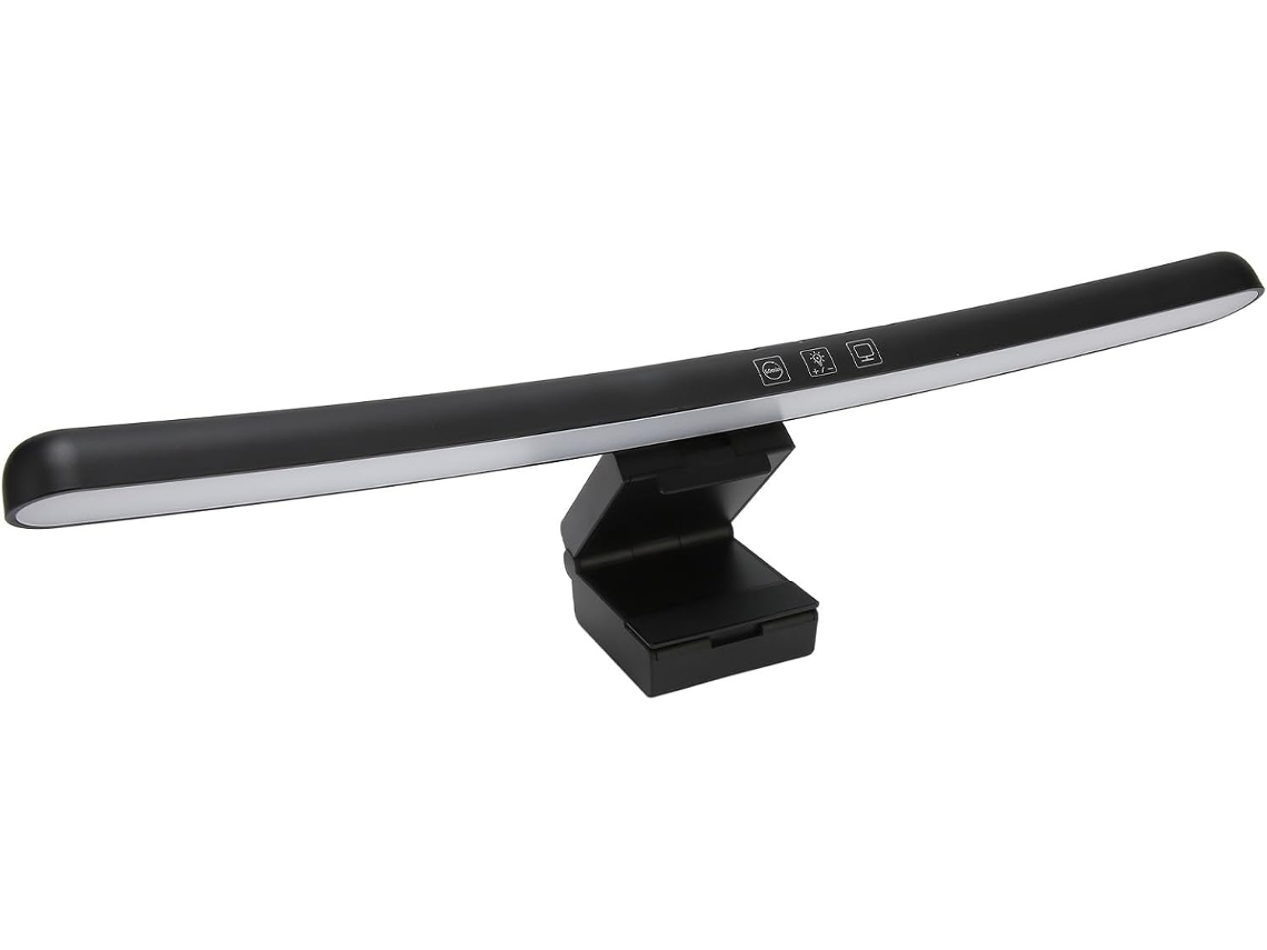 Barra de luz curva para monitor, com ajuste contínuo de brilho, 3 temperaturas de cor, controle por toque, USB-C, ideal para iluminar a tela do computador.