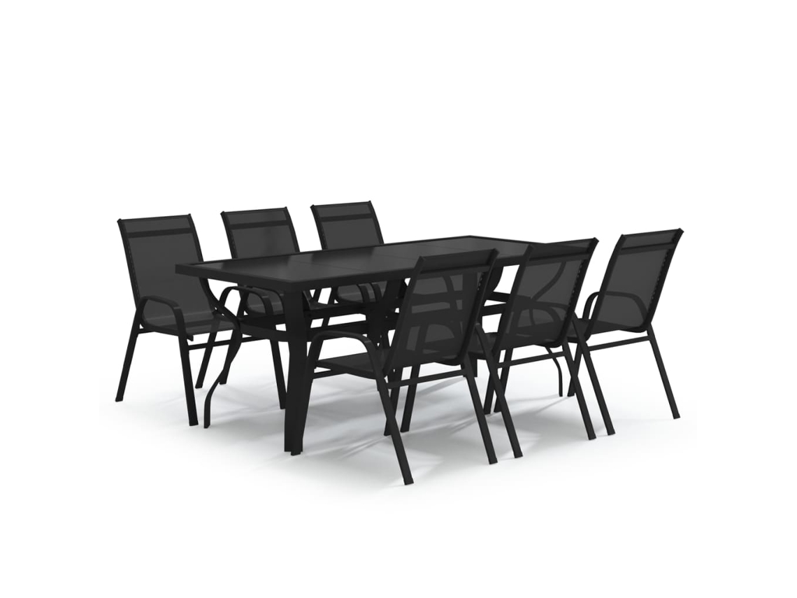 Garden Dining Set, Garden Dining Sets Vidaxl Preto Aço (mesa Com 180 Cm De Comprimento)