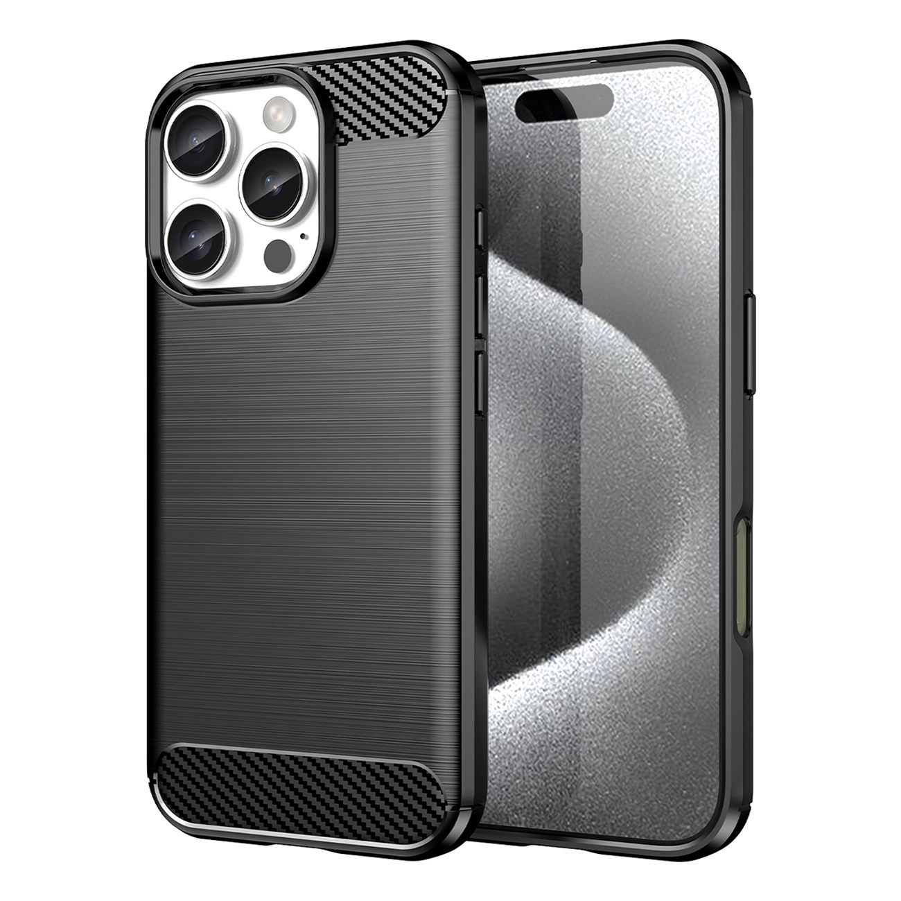 Capa Hurtel De Silicone E Carbono Para Iphone 16 Pro Max Antiderrapante