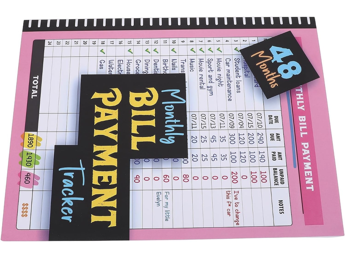 Caderno de Planejamento Orçamentário Mensal Pink Em Papel Suivi Completo De Faturas E Currículo Financeiro