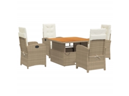 Conjunto de 5 Jantar para Jardim com Almofadões Vime Pe Bege MAISON EXCLUSIVE