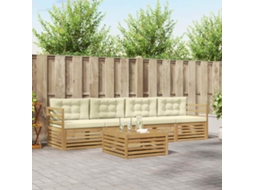 Vidaxl Conjunto De Sofás Para Exterior 5 Unid. Branco E Creme