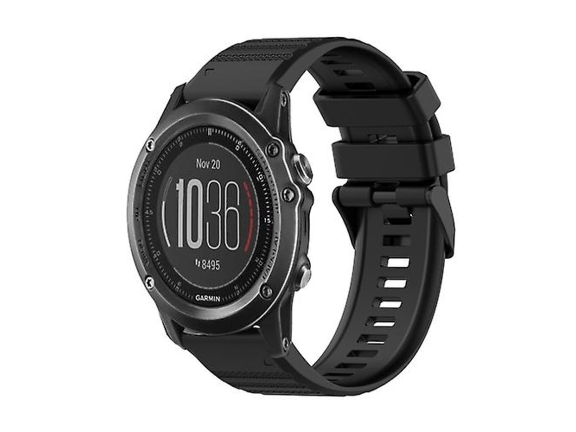 Pulseira De Relógio Lurelia Para Garmin Fenix 3 Hr 26 Mm Em Silicone Preta