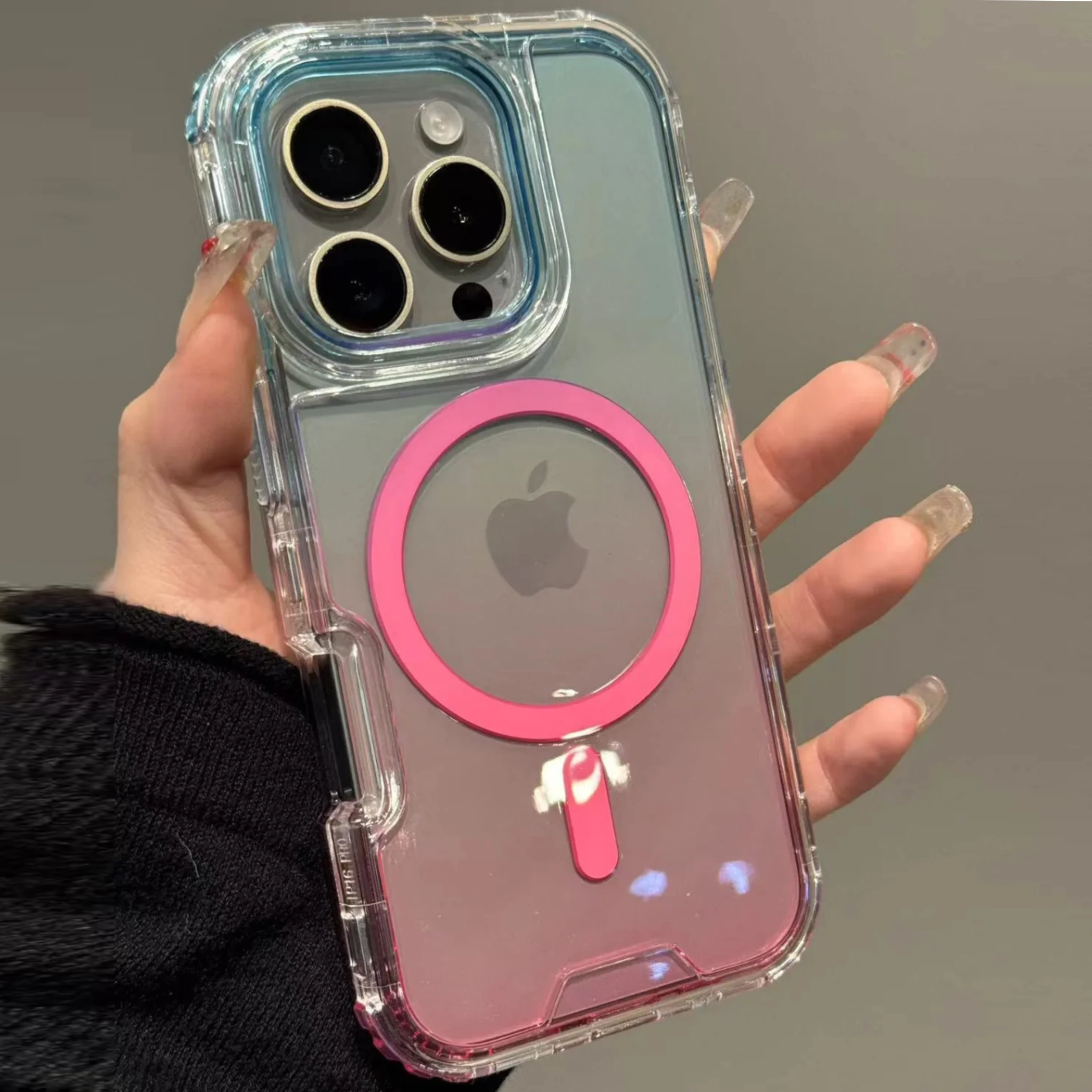 Capa Protetora À Prova De Choque Para Iphone 14 Pro (verde E Rosa).