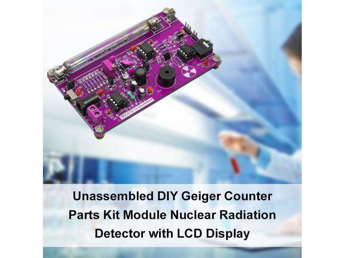 Kit desmontado de módulo detector de radiação Geiger roxo, DIY, alarme sonoro e luminoso