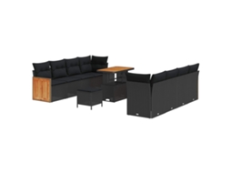 Maison Exclusive - Conjunto De Sofá De Jardim Com Almofada 11 Pcs Preto