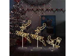Vidaxl Rena Voadora/trenó De Natal 260x21x87cm Acrílico Branco Quente