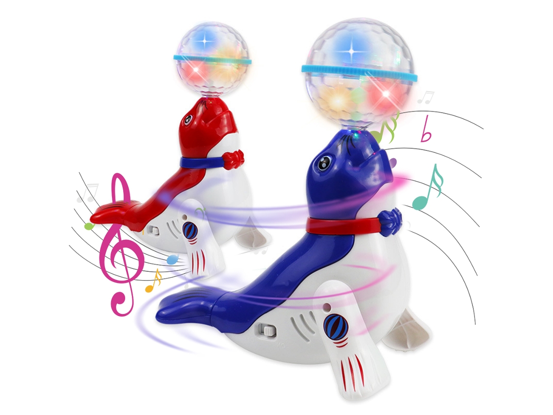Walshlxq brinquedo Elétrico Top Ball Sea Puppy Cão Musical Cantável Rotatório Presente de Natal para Amigos e Crianças