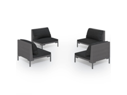 Maison Exclusive - 4 Pcs Conj. Lounge Jardim C/ Almofadões Vime Pe Cinza-escuro