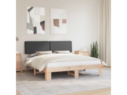 Vidaxl Estrutura De Cama Com Cabeceira Estofada Cinza Escuro