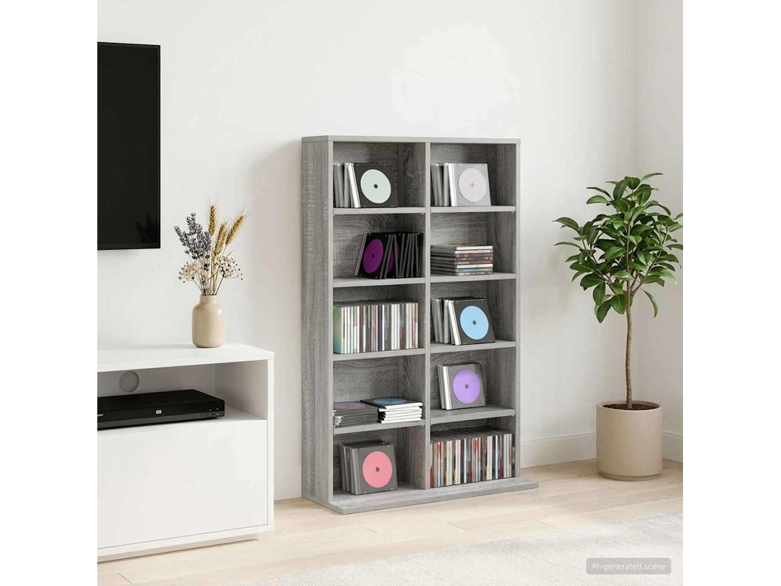Vidaxl Armário Para Cd Sonoma Cinzento 65 X 23,5 X 97,5 Cm