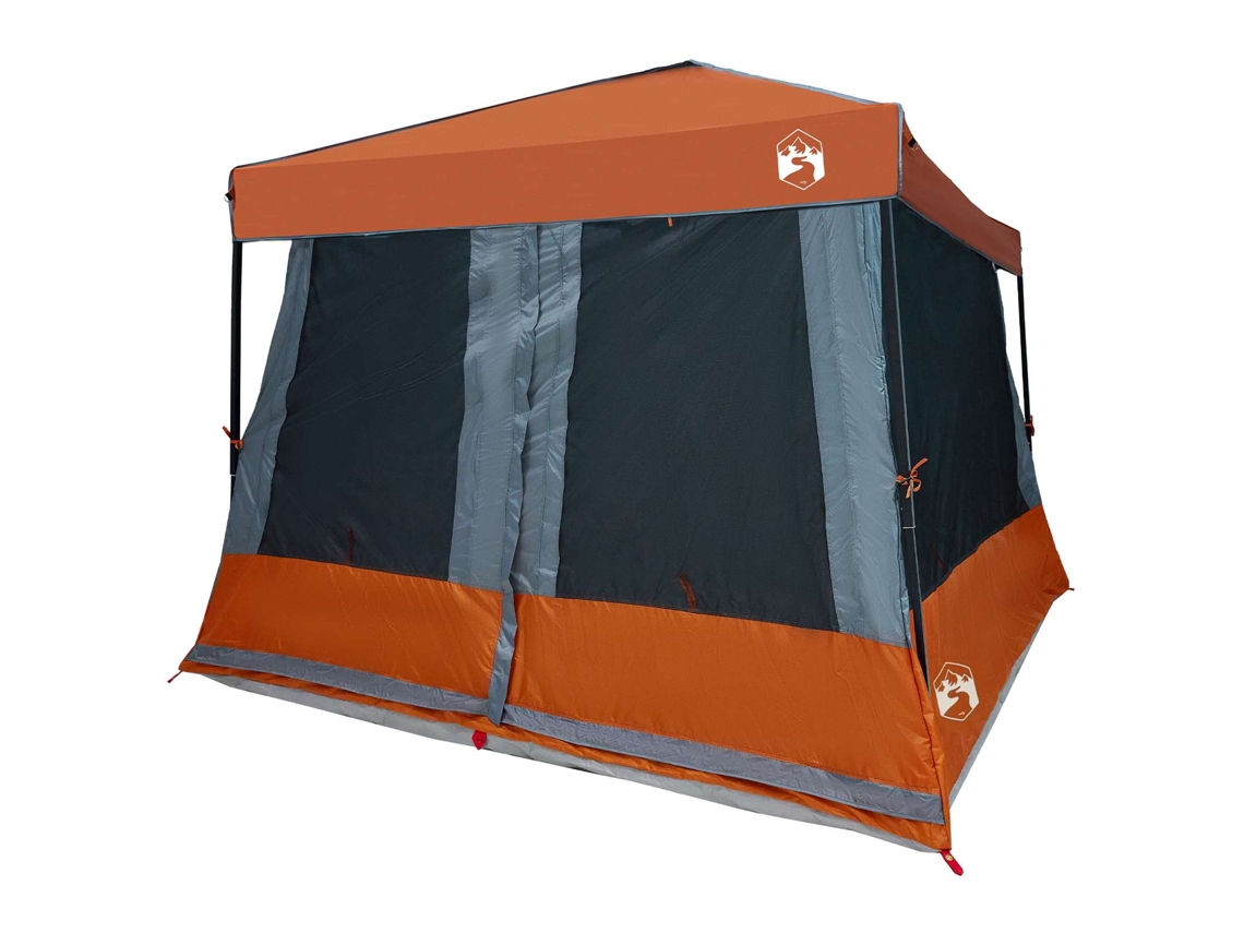 Conjunto de Tenda de Camping com Telhado 2 Pcs Cinza e Laranja VIDAXL