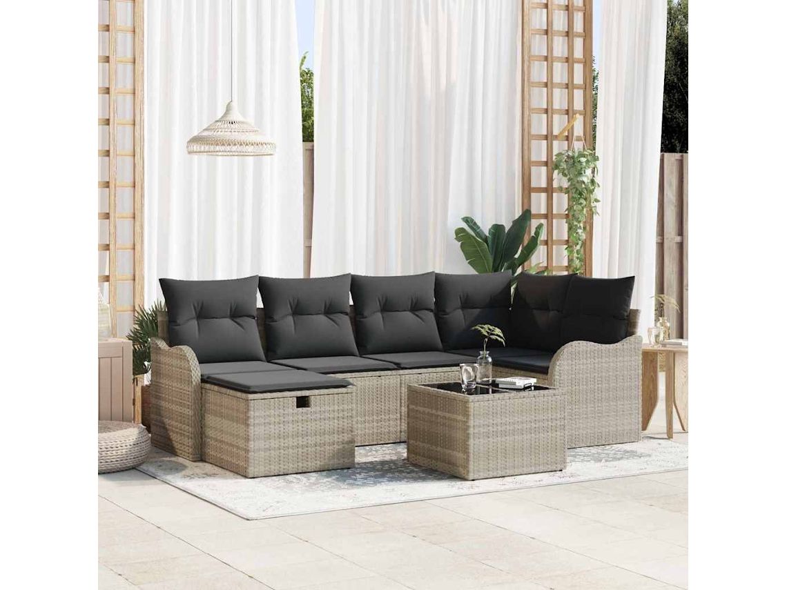 Vidaxl Conjunto De Sofá De Jardim 7 Unid. Rattan Sintético