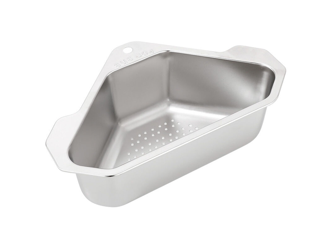 Cesto Escorredor Triangular De Aço Inoxidável Para Pia, Coador Frutas E Legumes, Suporte Armazenamento, Cesto Com Ventosa, 1 Unid -aquaforge