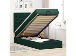 Vidaxl Estrutura De Cama Otomana Colchões 90x200cm Veludo Verde Escuro