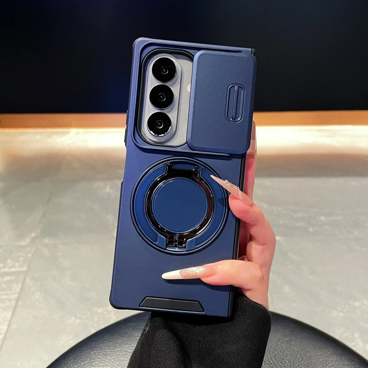 Capa Magnética Deslizante Para Celular (galaxy Z Flip 8 Azul), Resistente A Impactos.