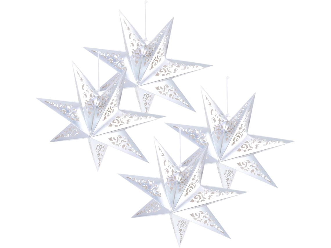 Conjunto De 4 Abajures De Papel Em Formato De Estrela De Nove Pontas Para Decoração De Tetos E Janel Gokoco