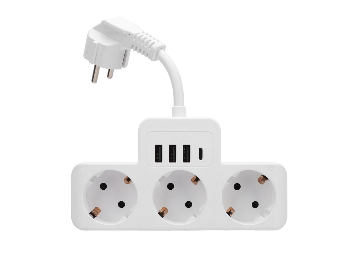 Laxiscreed Tomada De Força Padrão Ue Com 3 Portas, Usb E Plugue Plano Para Instalação Fácil
