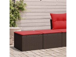 Vidaxl 2 Pcs Conj. Sofás Jardim C/ Almofadões Vime Pe/acácia Castanho