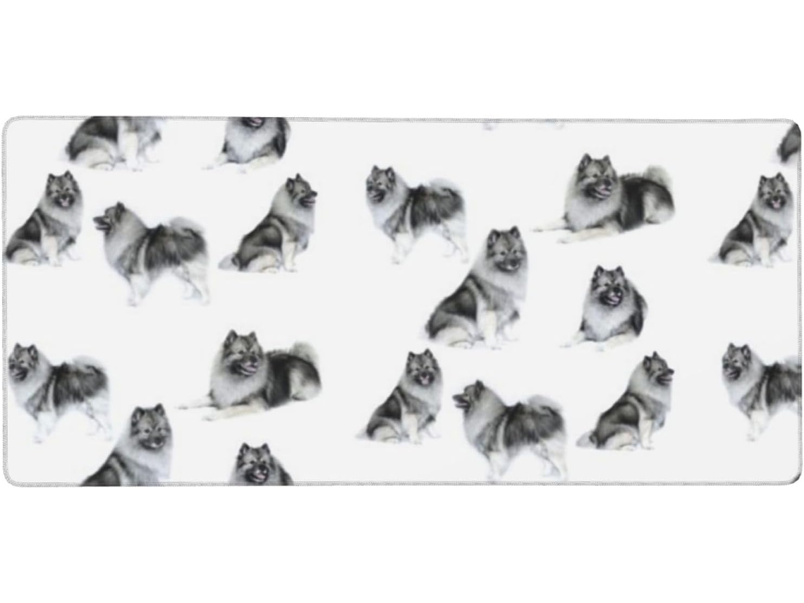 Mousepad Grande para Computador com Estampa de Keeshonds e Base Borracha Antiderrapante, 40 X 90 Cm