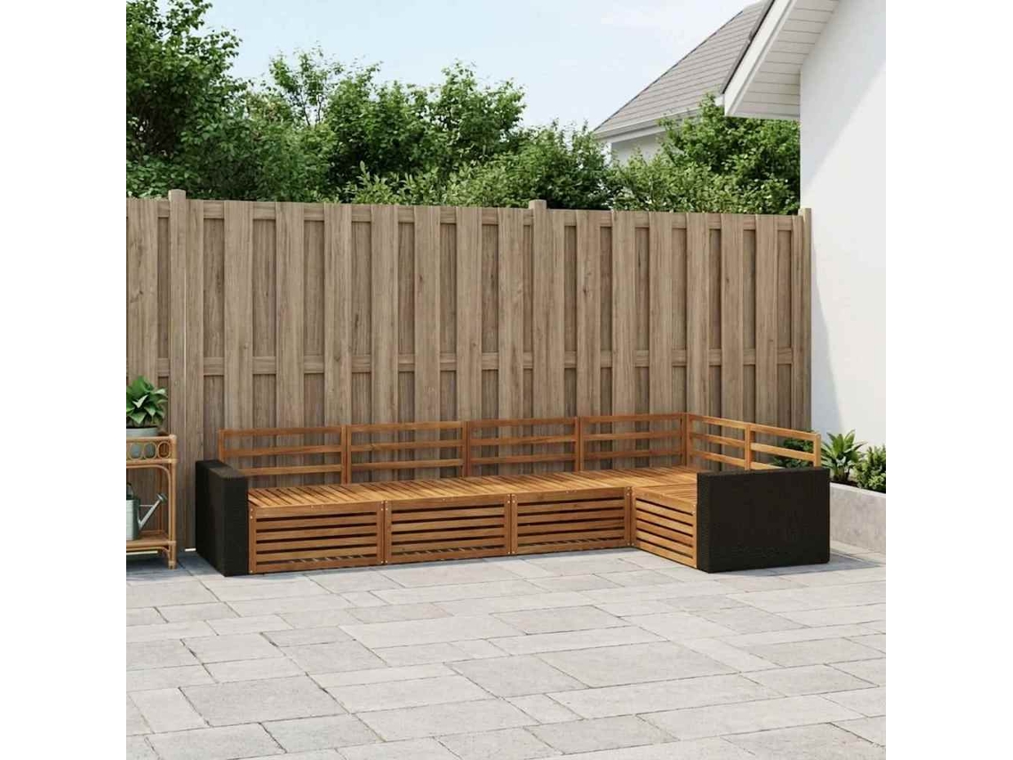 Vidaxl Conjunto De Sofás Para Exterior 5 Pcs Natural